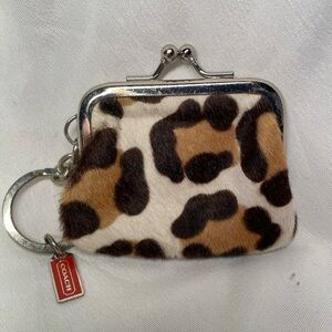 RARE Coach Ocelot Calf Hair Coin Purse Keychain